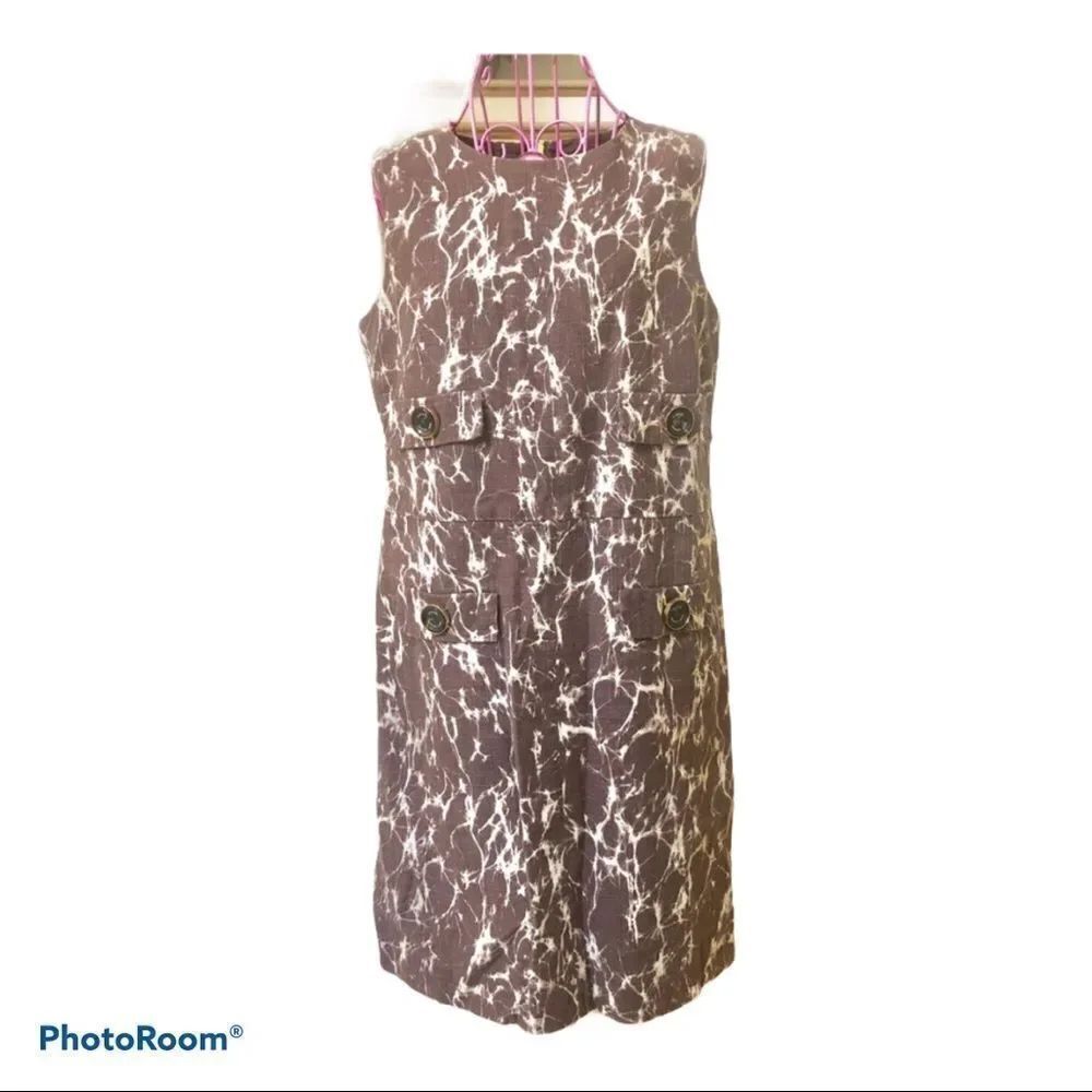 Michael Kors brown/cream linen dress. Size 6